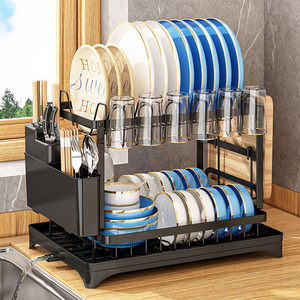 Escurridor de Platos Moderno en Oferta, Ahorra Espacio, Escurridor de Platos de 2 Niveles, Organizador, Juego de Escurridor, Escurridor <span class=keywords><strong>Plegable</strong></span>, Escurridor de Cubiertos - Product Image 1
