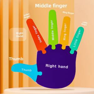 Jouet éducatif Montessori aides pédagogiques pour la maternelle cognitif main en bois pied paume apprentissage Structure corporelle Puzzle Board - Product Image 3