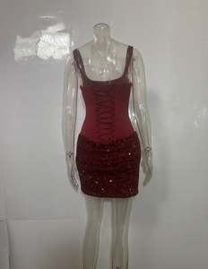 Robe pour femme à paillettes bicolore, mini-robe scintillante, robe moulante pour <span class=keywords><strong>soirée</strong></span>, robe de <span class=keywords><strong>soirée</strong></span>, XS-L - Product Image 5