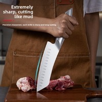 Couteau de cuisine en acier inoxydable ultra-affûté, poli à la main, ambidextre, finition haute brillance, compatible lave-vaisselle, couteau de chef multi-usages