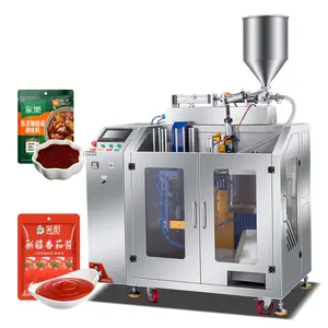 Máquina automática de envasado de bolsas de sellado de llenado de forma para pasta de tomate Doypack máquina de llenado de líquidos