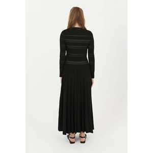 Ensemble de pull tricoté pour femme Mango, noir côtelé avec boutons argentés, manches longues 14263TKS - Product Image 4