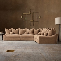 Canapé modulaire Jennifer en cuir, 5 pièces, section droite en L, mobilier de salon et d'hôtel de luxe moderne sur mesure et rembourré