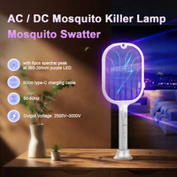 En stock, raquette électrique rechargeable 3000V, tue-moustiques, lampe anti-insectes, piège à mouches portable, anti-insectes pour l'intérieur