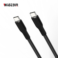 Câble de charge rapide USB 3.0 Type-C PD double port 3A personnalisable 1m 60W WISESIR pour iPhone 15/16/17, ordinateur et écouteurs