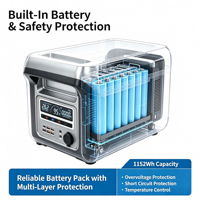 Centrale Électrique Portable Grise LiFePO4 à Onde Sinusoïdale Pure, Générateur de Stockage d'Énergie 1000W 1500W 2000W pour Usage Domestique et Solaire Extérieur