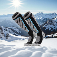 Chaussettes de ski chaudes en tricot épais pour l'hiver, pour hommes et femmes - Antibactériennes, en Spandex/Polyester/Coton, chaussettes hautes pour sports de neige et escalade