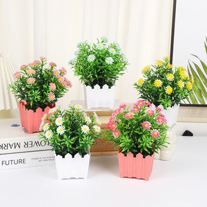 Plantes artificielles en pot Yiwu Datuo Florist, clôture de marguerites, 18x21cm, décoration intérieure pour salon, entrée, mariage - Product Image 1