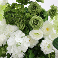 Décoration d'arche de mariage en fleurs artificielles en soie : Hortensias verts et roses blanches pour cadre d'arche métallique, toile de fond de fête