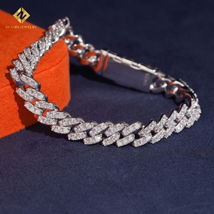 Lab Grown Diamond Bracelet Popular Cuban Chain Cuban Link Chain Necklace Bracelet <b>Men</b> Iced Out Diamond 925 - Product Image 4