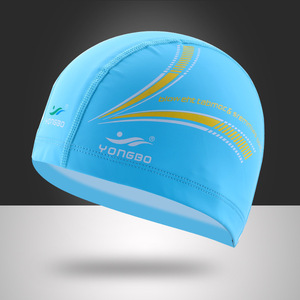 Gorro de Natación Yongbo Unisex Azul con Estampado, Tejido Recubierto Impermeable y Transpirable - Product Image 3