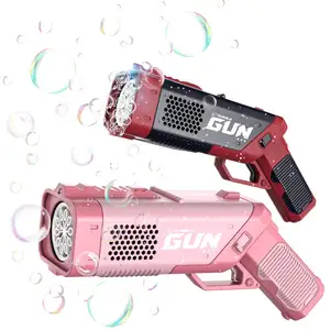 Распродажа, игрушечный пистолет для мыльных пузырей с 10 отверстиями, летняя уличная электрическая пузырьковая машина с подсветкой, детская игрушка для мыльной воды