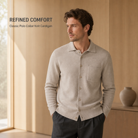 Cardigan en tricot respirant pour l'hiver, logo frontal, couleur unie, poche poitrine, finition élégante, pull en tricot pour homme