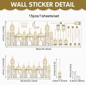 Pegatinas de Pared con Diseño de Castillo, Luna y <span class=keywords><strong>Estrellas</strong></span> para el Festival de <span class=keywords><strong>Oriente</strong></span> Medio, Decoraciones Islámicas Musulmanas para el Hogar, Pegatinas de Pared para Eid Mubarak - Product Image 5