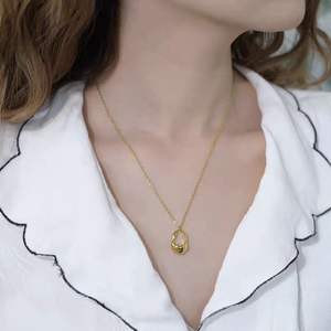 2024 New 925 Silver Material High-end Temperament Gold Oval Hollow <strong>Pendant</strong> <strong>Necklace</strong> - Product Image 5
