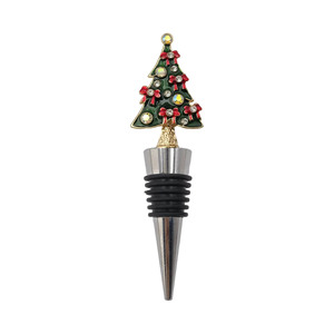 Christmas Wine Stopper Metal Decorated Bottle Stopper Red Wine Corks With Santa Snowman Tree Design - Product Image 2