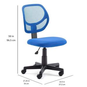 Basics <span class=keywords><strong>Silla</strong></span> de <span class=keywords><strong>escritorio</strong></span> de altura ajustable de cuero contemporáneo Respaldo bajo Asiento acolchado Giratorio Azul - Product Image 4