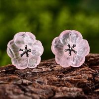 Original Pink Crystal Flower Ohr stecker 925 Sterling Silber 18 Karat vergoldet handgemachte China feine Geschenk Verlobung Hochzeits feier