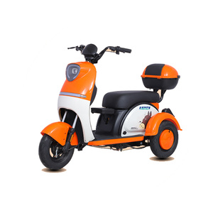 รถสามล้อไฟฟ้าสำหรับผู้ใหญ่ 3 ล้อ พร้อมกล่องเก็บของ สีส้มขาว - Product Image 1