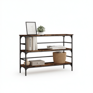 Consolle in Rovere Affumicato e Metallo 100x32x75cm in Legno Ingegnerizzato - Elegante Arredamento per Soggiorno - Product Image 1