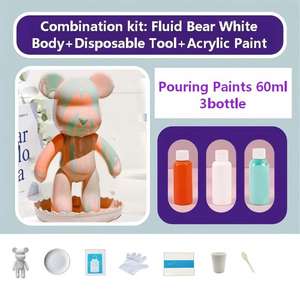 Kit DIY Ours Populaire 23CM à Faire Soi-même, Artisanat Artistique, Ours en Résine Blanche à Peindre avec Outils et Peintures Acryliques pour Coulée - Product Image 4