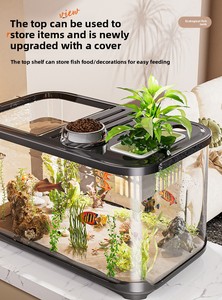 Acquario in Acrilico Trasparente Durevole, Piccolo Ecosistema per <span class=keywords><strong>Pesci</strong></span> e Tartarughe, per Decorazione Domestica, Esposizione su Balcone e Cura degli Animali Domestici - Product Image 6