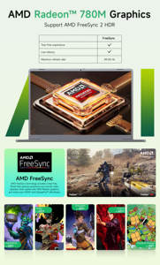 Nuovo <span class=keywords><strong>Notebook</strong></span> da <span class=keywords><strong>Gaming</strong></span> Portatile con AMD R7 7840HS, Giochi AAA a 60 FPS, SSD NVME da 1TB 512GB 256GB, 16GB DDR5 - Product Image 2