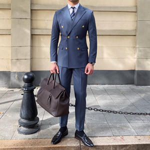 Nuovo Arrivo Abito Gessato in Lana a Doppio Petto da <span class=keywords><strong>Uomo</strong></span> per Affari Vestibilità Aderente per Matrimonio 2024 - Product Image 5