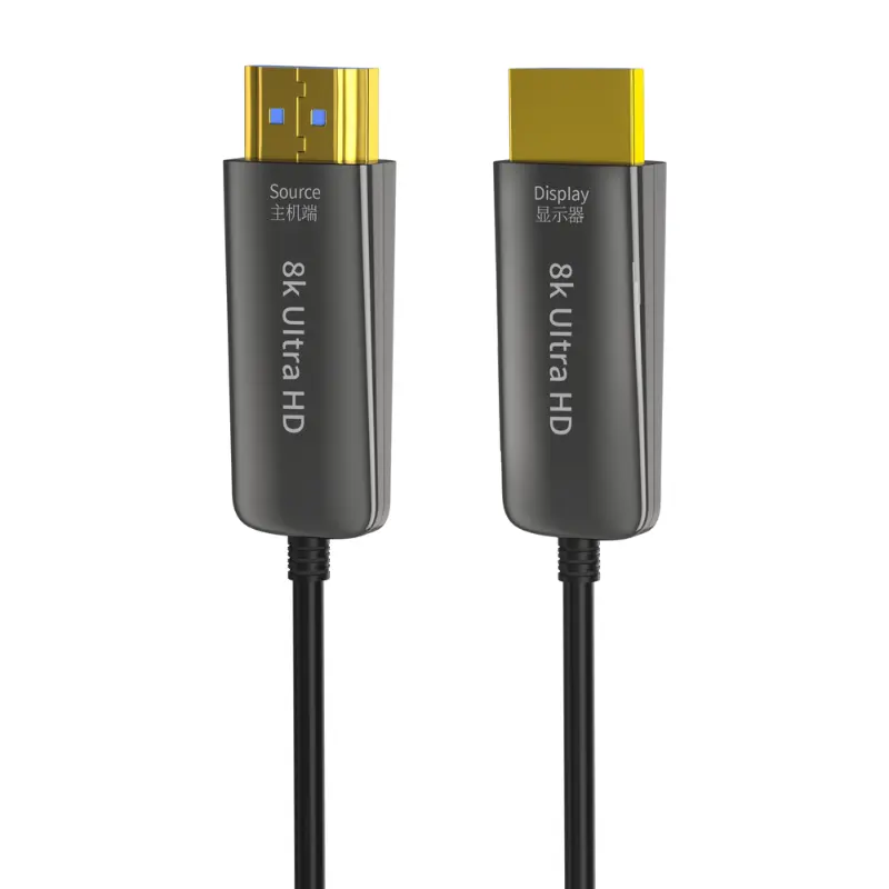 인기있는 섬유 HDMI to HDMI 케이블 초고속 HDR HDTV 박스 프로젝터 4K 60hz 8K 21.6gbps 10m 50m 100m 골드 PVC OPP 가방 재고