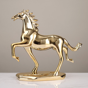 Estatua de caballo dorado, decoración de escritorio de resina, regalo moderno para oficina, para colegas y amigos - Product Image 4