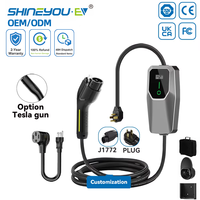 Chargeurs EV portables à commutation réglable 250-480V, prise de charge rapide 3.5/7/11/22kw, IEC 61851-1 Type 2, personnalisés en direct d'usine