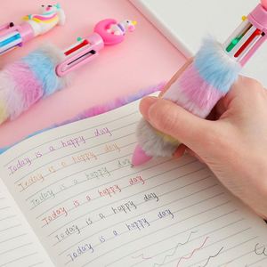 Shuttle Rainbow Plush 0.5 Mm Cute Cartoon <b>Pens</b> School 6-In-1 Multicolor Fluffy <b>Retractable</b> Ballpoint <b>Pen</b> Promotional Silk Screen - Product Image 3