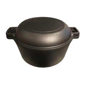 Marmite hollandaise pré-assaisonnée avec couvercle-poêle, incluant des accessoires pour la cuisson du pain au levain, pot <span class=keywords><strong>en</strong></span> <span class=keywords><strong>fonte</strong></span> pour frire, mijoter et faire griller au barbecue - Product Image 4