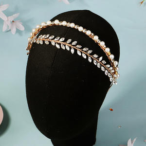 Diadema de diamantes de imitación de doble capa hecha a mano, tocado de perlas de moda exquisita, joyería nupcial para boda - Product Image 2