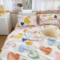 Service d'échantillonnage disponible : Parure de lit pour enfants en pur coton doux, motif cœur de dessin animé mignon, avec housse de couette