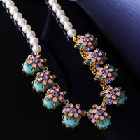 Nouveau collier en turquoise de style chinois, au look rétro et haut de gamme, ensemble de pierres naturelles vintage