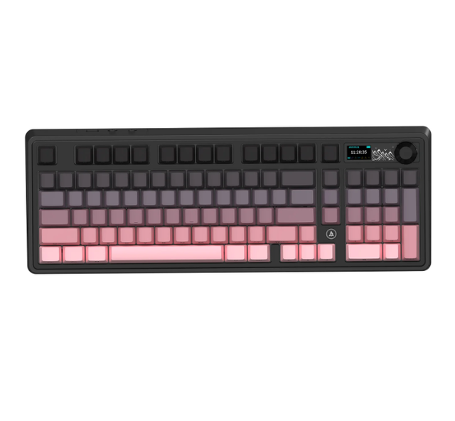 New AJAZZ AK980 98% Hot-Swappable Black/Pink Wired&Wireless Mechanical Keyboard with TFT Color Screen Gaming Keyboard for PC