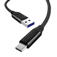 1M ABS shell USB C à USB C câble tressé en nylon transfert de données câble de charge rapide classique noir Type C OEM logo approvisionnement d'usine