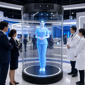 จอแสดงผลโฮโลแกรม AI <span class=keywords><strong>Avatar</strong></span> ทรงกระบอก 3 มิติ กล่องโฮโลโปร่งใส หลอดโฮโล สำหรับไกด์นำทางอัจฉริยะ งานต้อนรับ ห้างสรรพสินค้า นิทรรศการ - Product Image 1