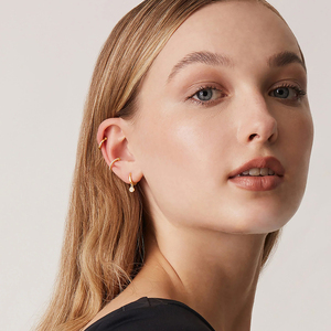 Vvvs ต่างหูนกฮูกที่ไม่ซ้ำใครรูปทรงเรขาคณิตคอมโบเข็มลามิเนตทรงกล้วยไม้เมฆน่ารัก - Product Image 4