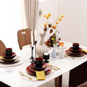 Semtember Promotion Round Houseware Steak Plate Low Price Tableware Set China Factory Stoneware Dinnerware Set Food Grade for 6 - Product Image 3