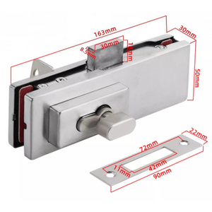 Stainless Steel Frameless Glass <strong>Door</strong> Bottom Patch Lock Floor Deadbolt Swing Glass <strong>Door</strong> Deadbolt Lockset - Product Image 4