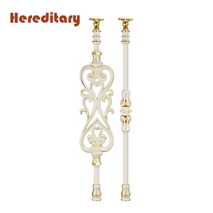 Lan can cầu thang mạ vàng trắng và thiết kế lan can ban công bằng nhôm đúc cho biệt thự nhà kiểu Pháp - Product Image 2