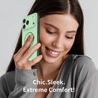 Coque de téléphone portable magnétique verte neuve avec protection d'objectif effet peau et couleurs contrastées pour iPhone 17 Pro Max
