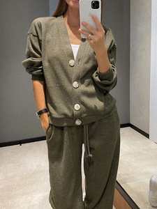 <span class=keywords><strong>S</strong></span>-5XL abiti personalizzati tinta unita abbigliamento sportivo giacca Casual 2 pezzi tuta da Jogging Set per le donne - Product Image 4