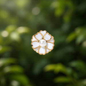Bague en perle en acier inoxydable 316L plaqué or PVD, durable et résistante, motif floral - Product Image 3