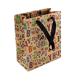 Bolsas de Papel Kraft Marrón Reciclado Biodegradables y Ecológicas con Asas para Empaque de Regalos, Impresión de Logotipo Personalizado - Product Image 1