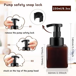 Bouteille en plastique ronde sans air de 250 ml avec pompe pour savon moussant pour les mains et le corps, couleur personnalisée, matériau PETG, vente en gros - Product Image 2