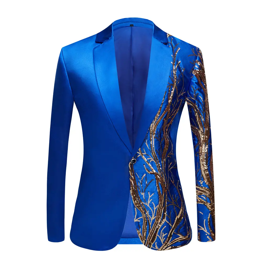 Factory Costume De Luxe Pour Homme Golden Stage Performance Hip-Hop Embroidered Sequin Suit For Men Blazer