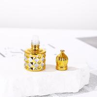 Nouvelle bouteille à bille en verre électroplaqué de 10 ml, rouge, violet, bleu, vert, style Moyen-Orient, pour huile essentielle, avec bouchon